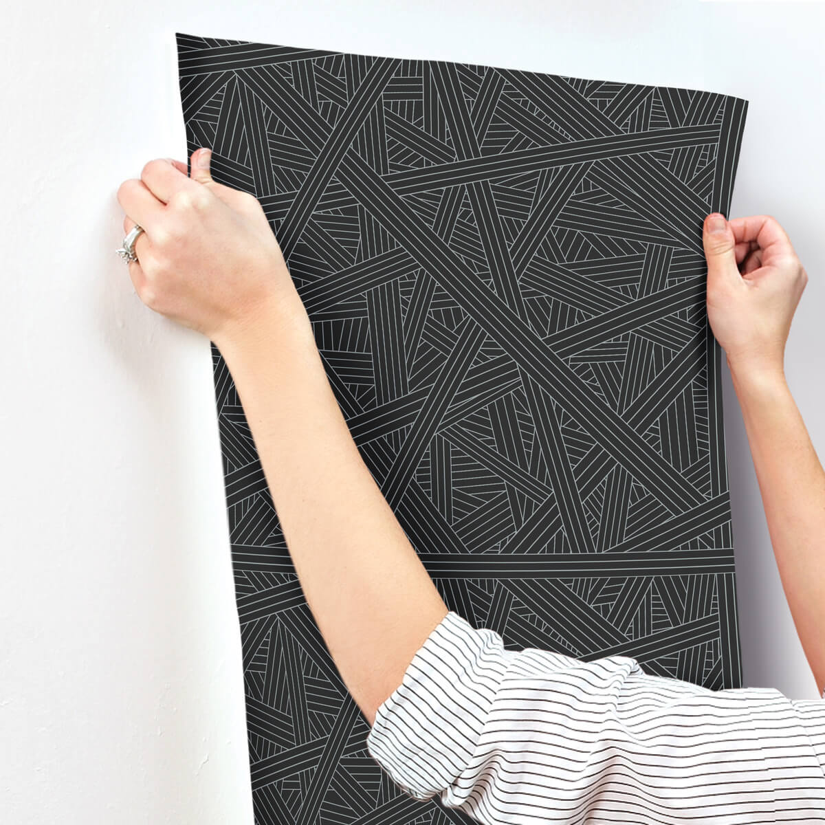 Missoni Home Nastri Wallpaper Sample - Black
