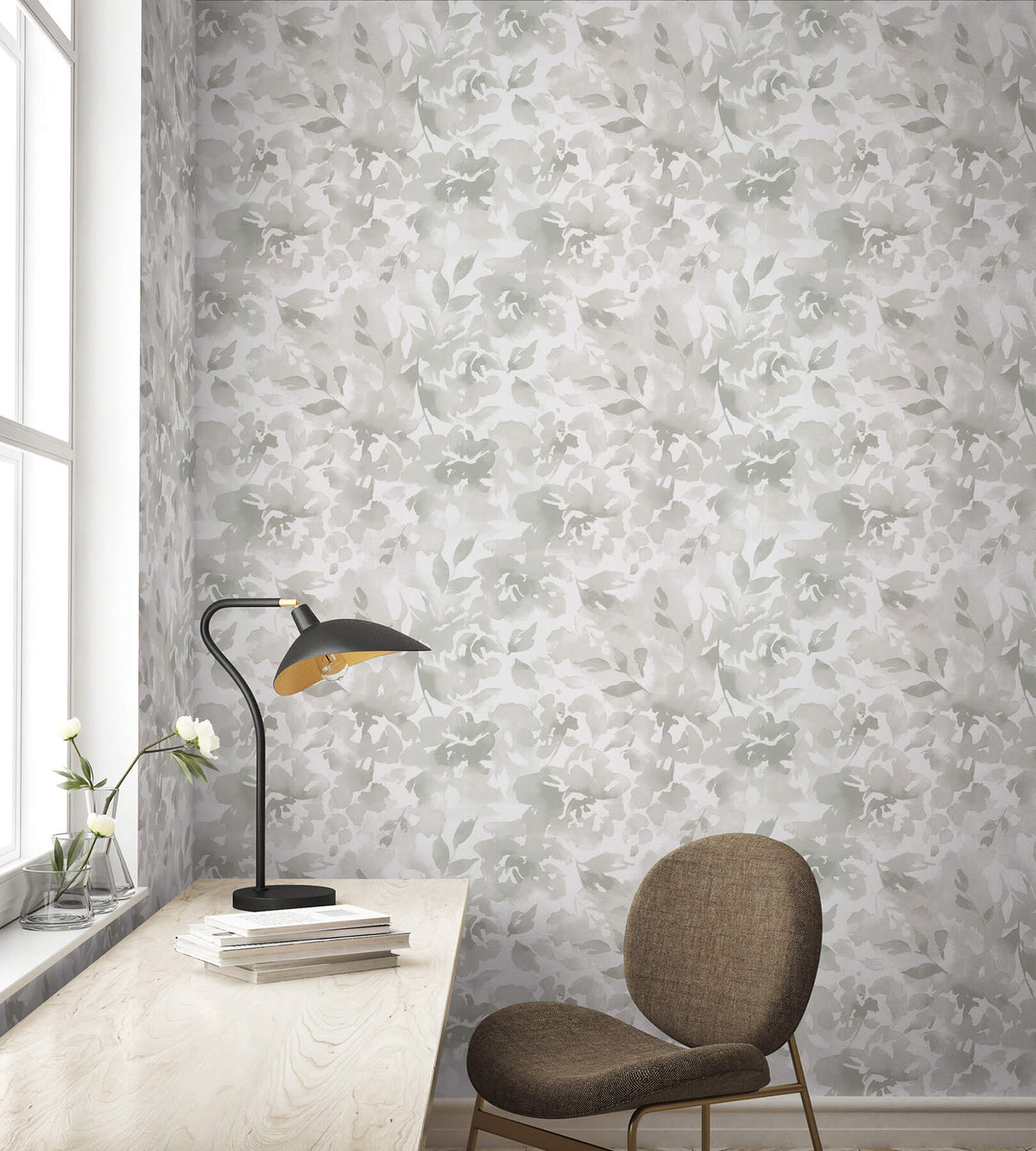 54 in. Magnolia Home High Performance Lakelynn Wallpaper Sample - Gravel