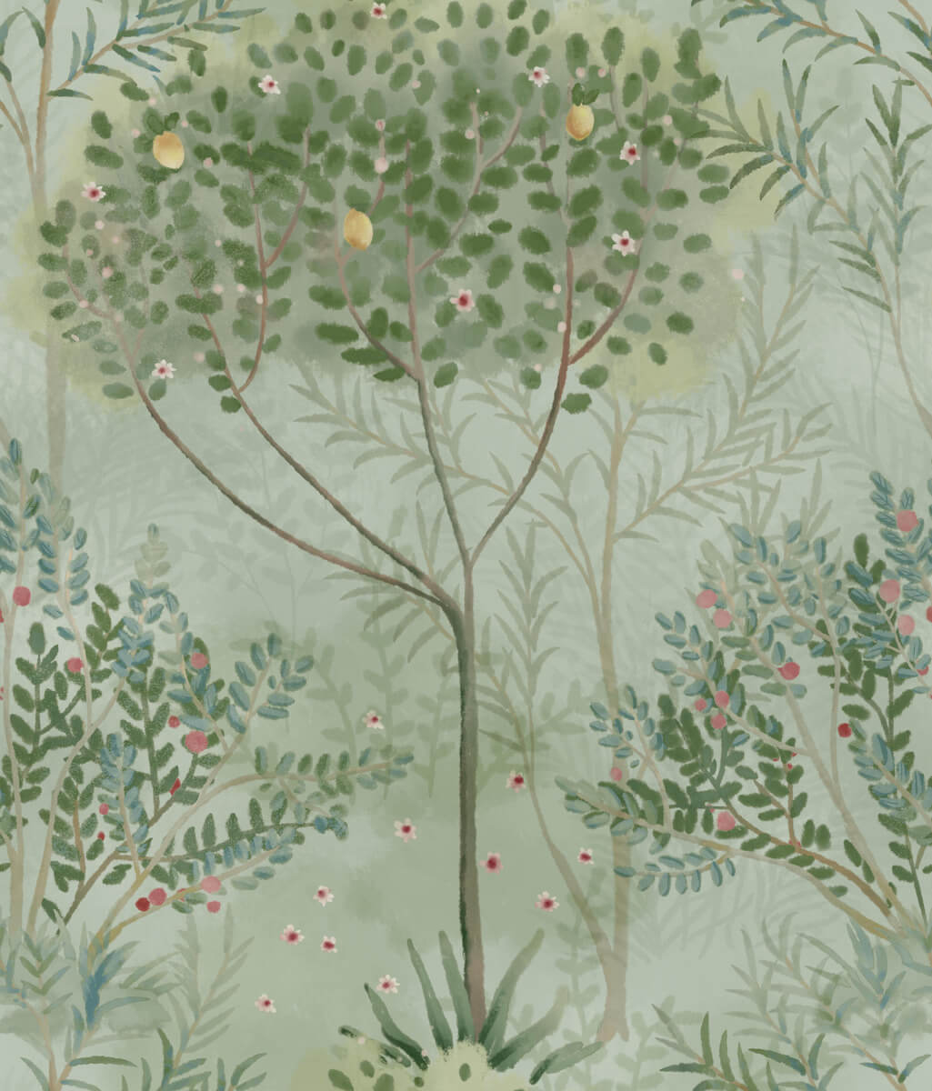 York Mediterranean Orchard Wallpaper - Green