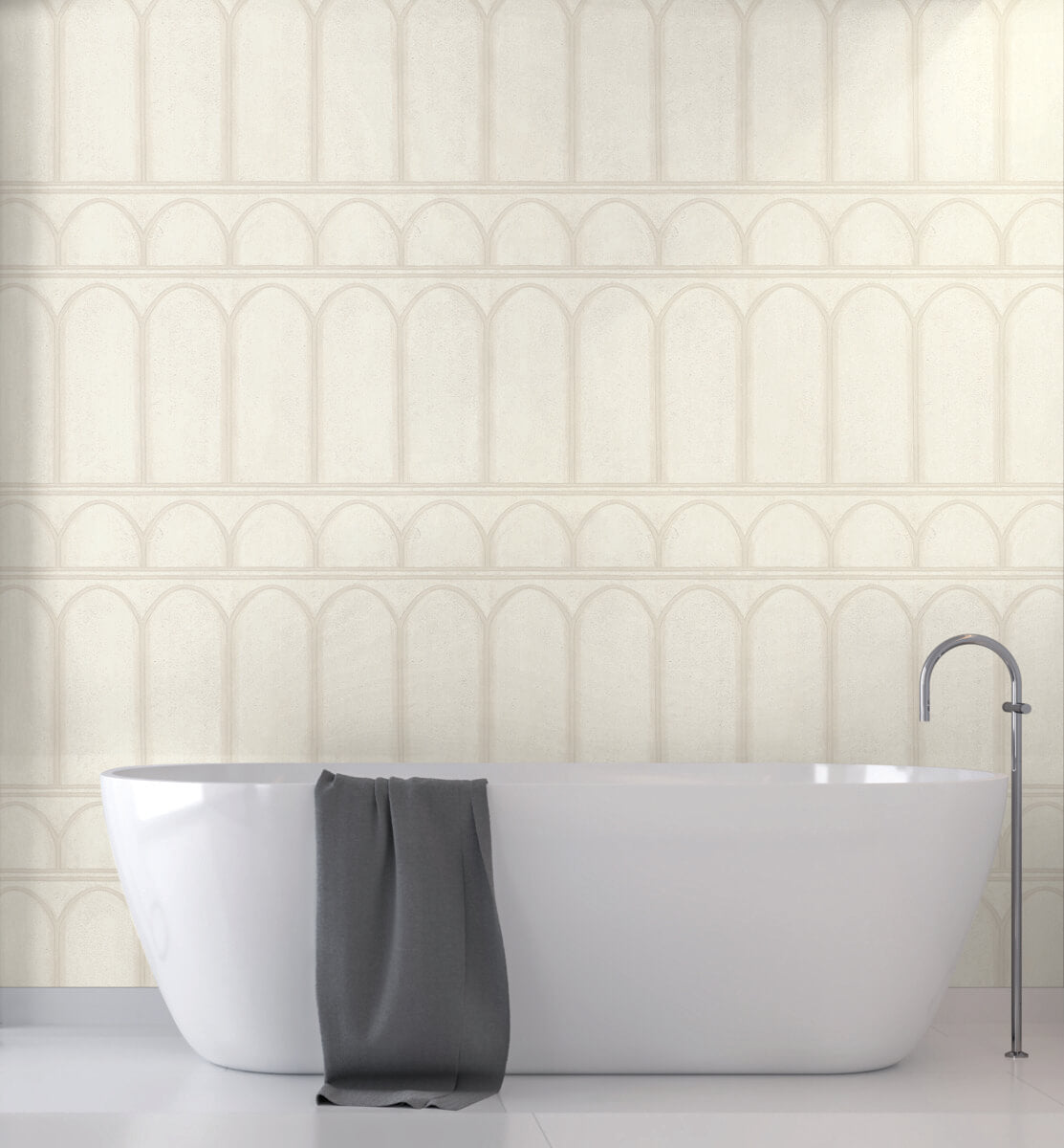 York Mediterranean Arches Wallpaper - White