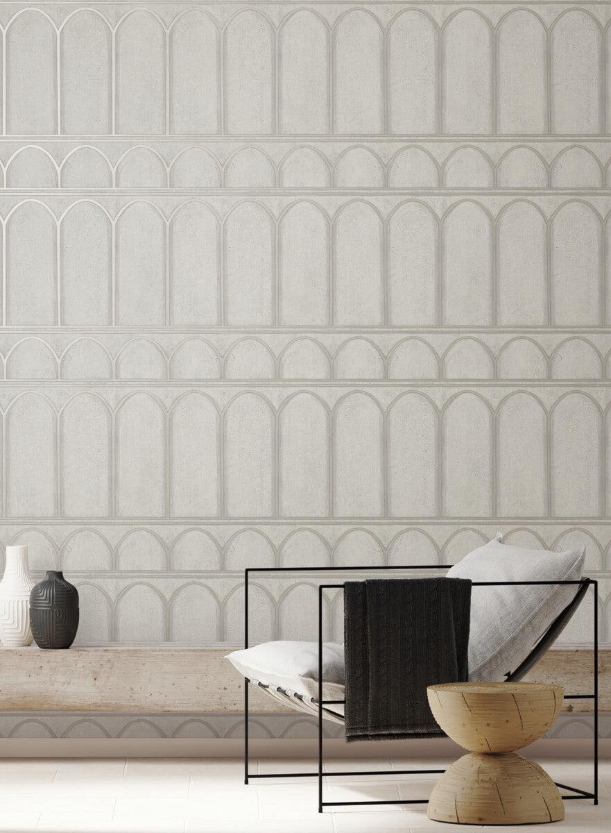York Mediterranean Arches Wallpaper Sample - Gray