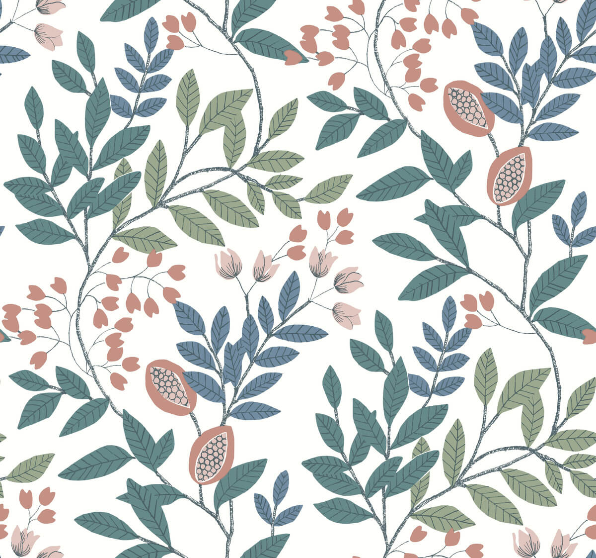 York Mediterranean Eden Retreat Wallpaper - Blue
