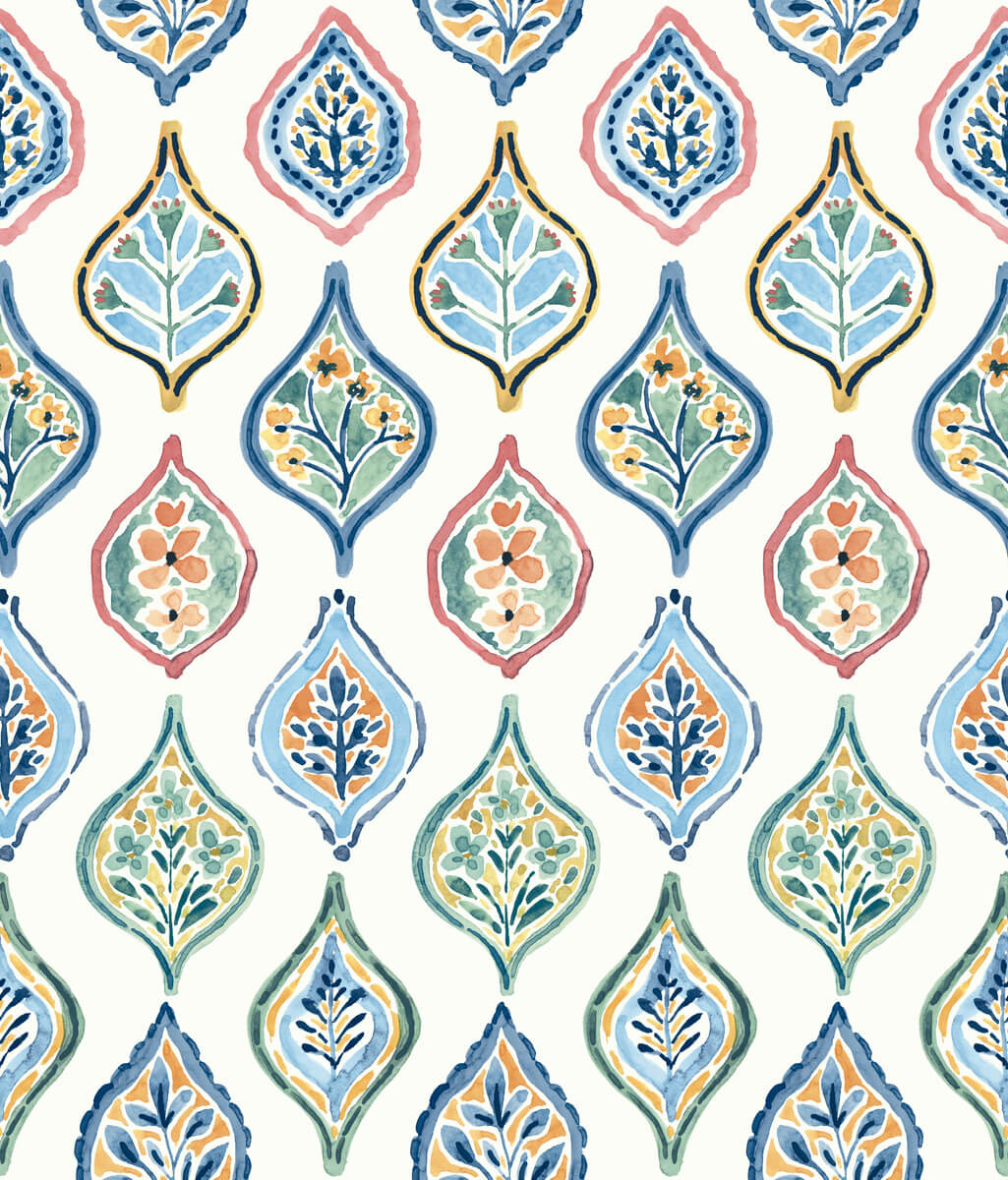 York Mediterranean Marketplace Motif Wallpaper Sample - Blue