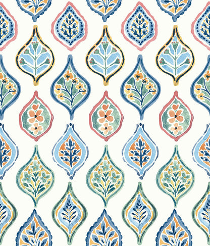 Mediterranean Marketplace Motif Wallpaper - Blue