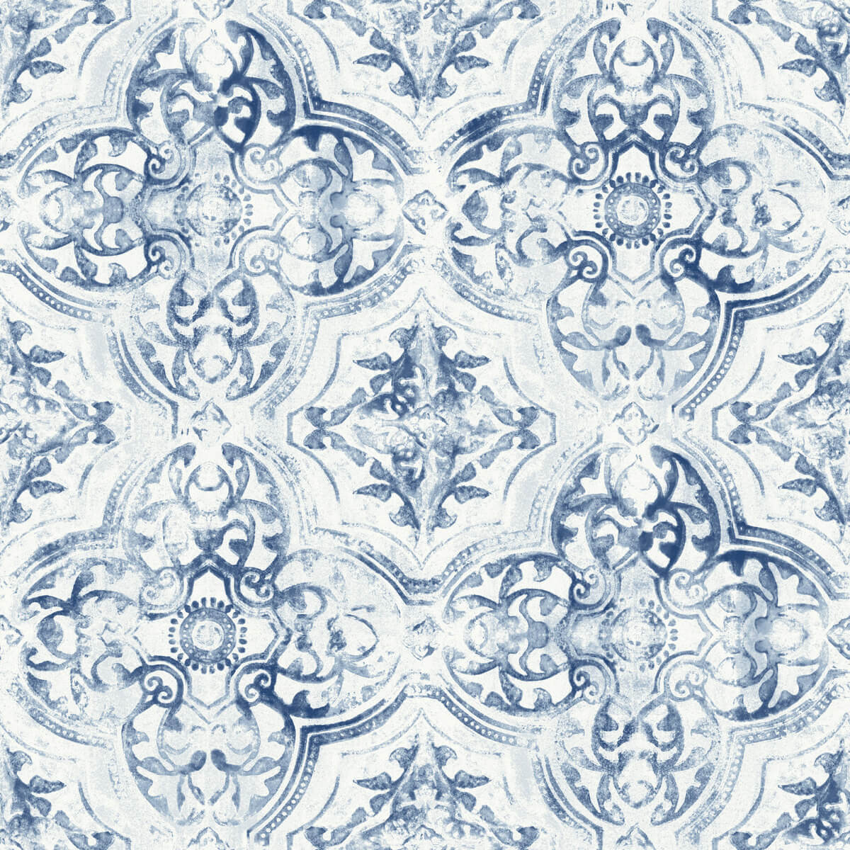 York Mediterranean Quartet Wallpaper Sample - Blue