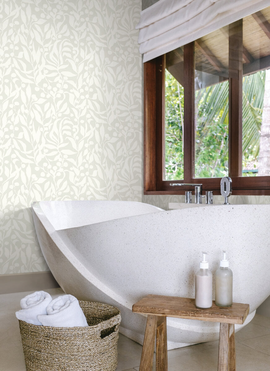 York Montecito Olive Mill Wallpaper Sample - Salt