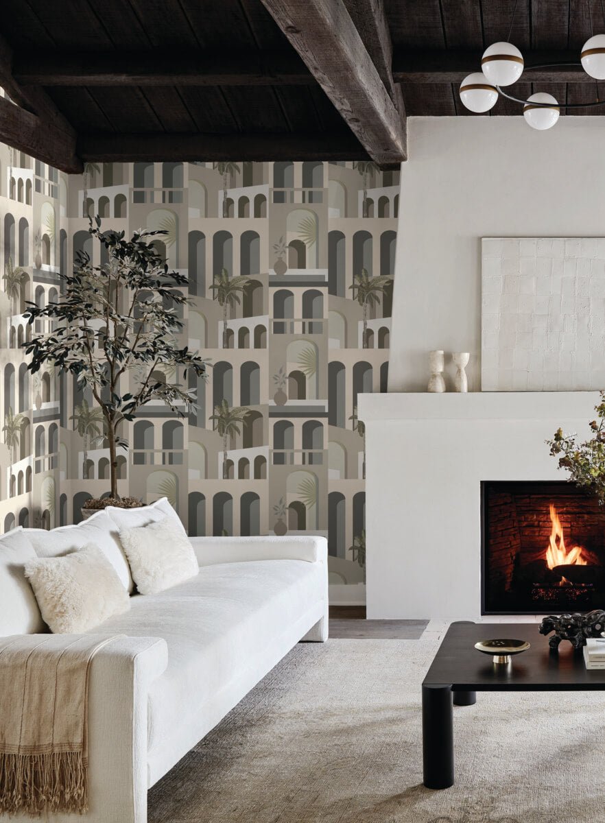 York Montecito Monte Vista Wallpaper - Sand & Fog