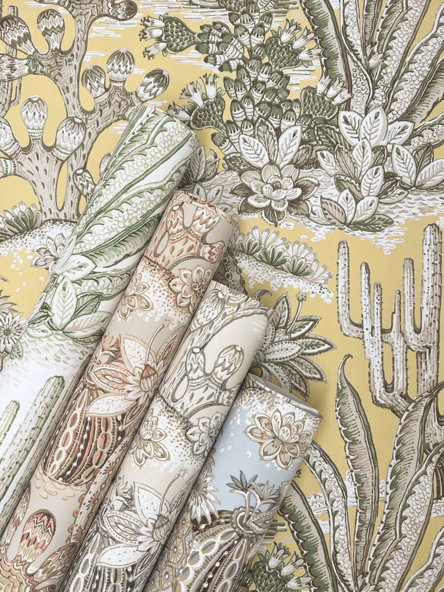 York Montecito Lotus Land Cacti Wallpaper Sample - Palm