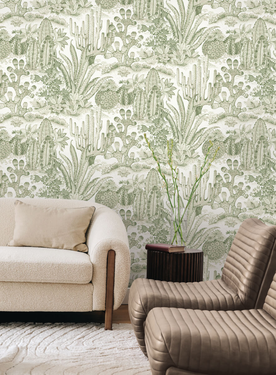York Montecito Lotus Land Cacti Wallpaper Sample - Palm