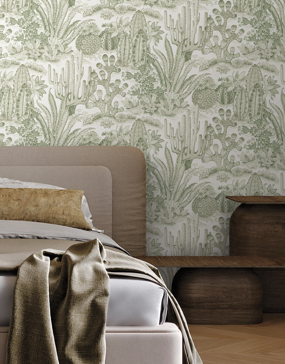 York Montecito Lotus Land Cacti Wallpaper Sample - Palm