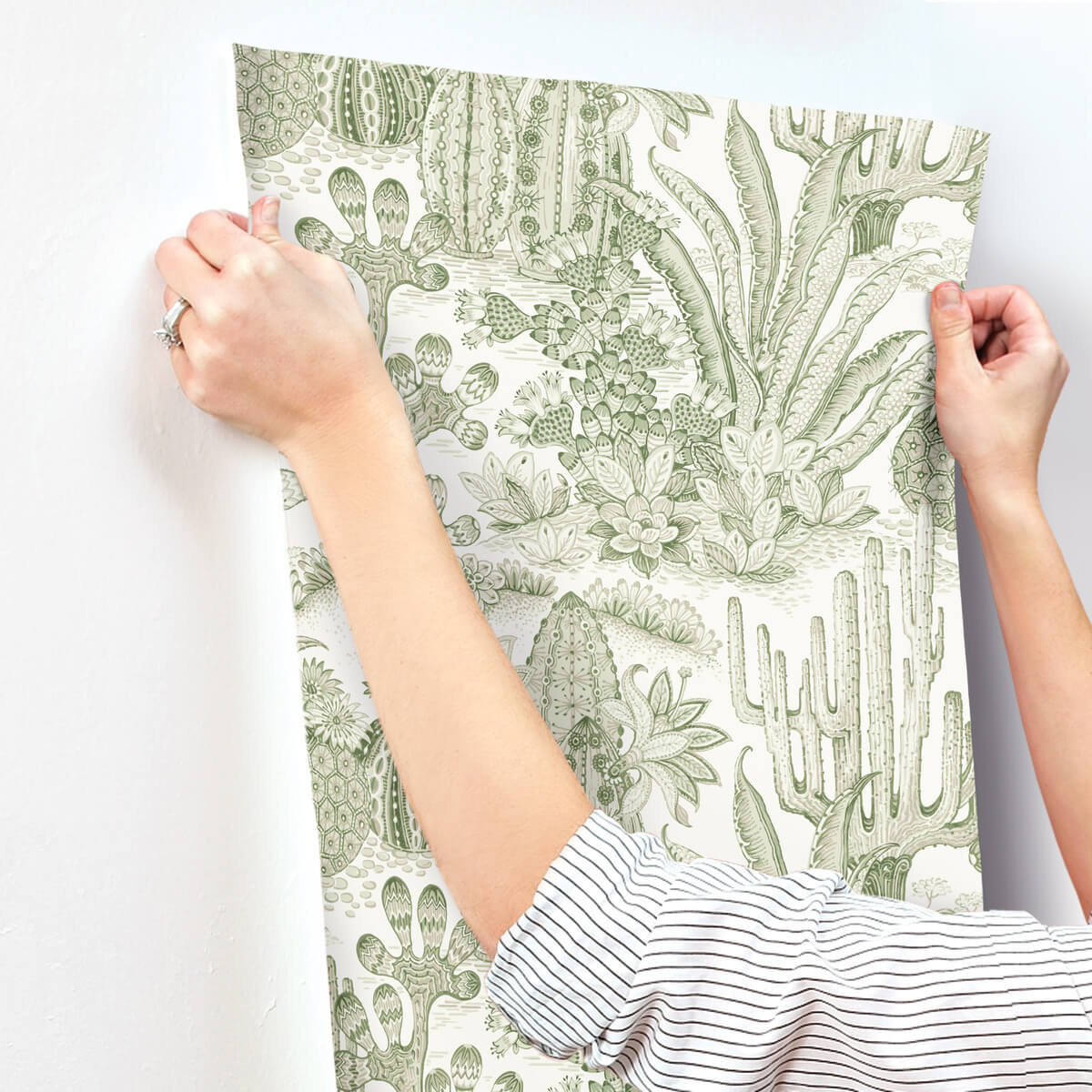 York Montecito Lotus Land Cacti Wallpaper Sample - Palm