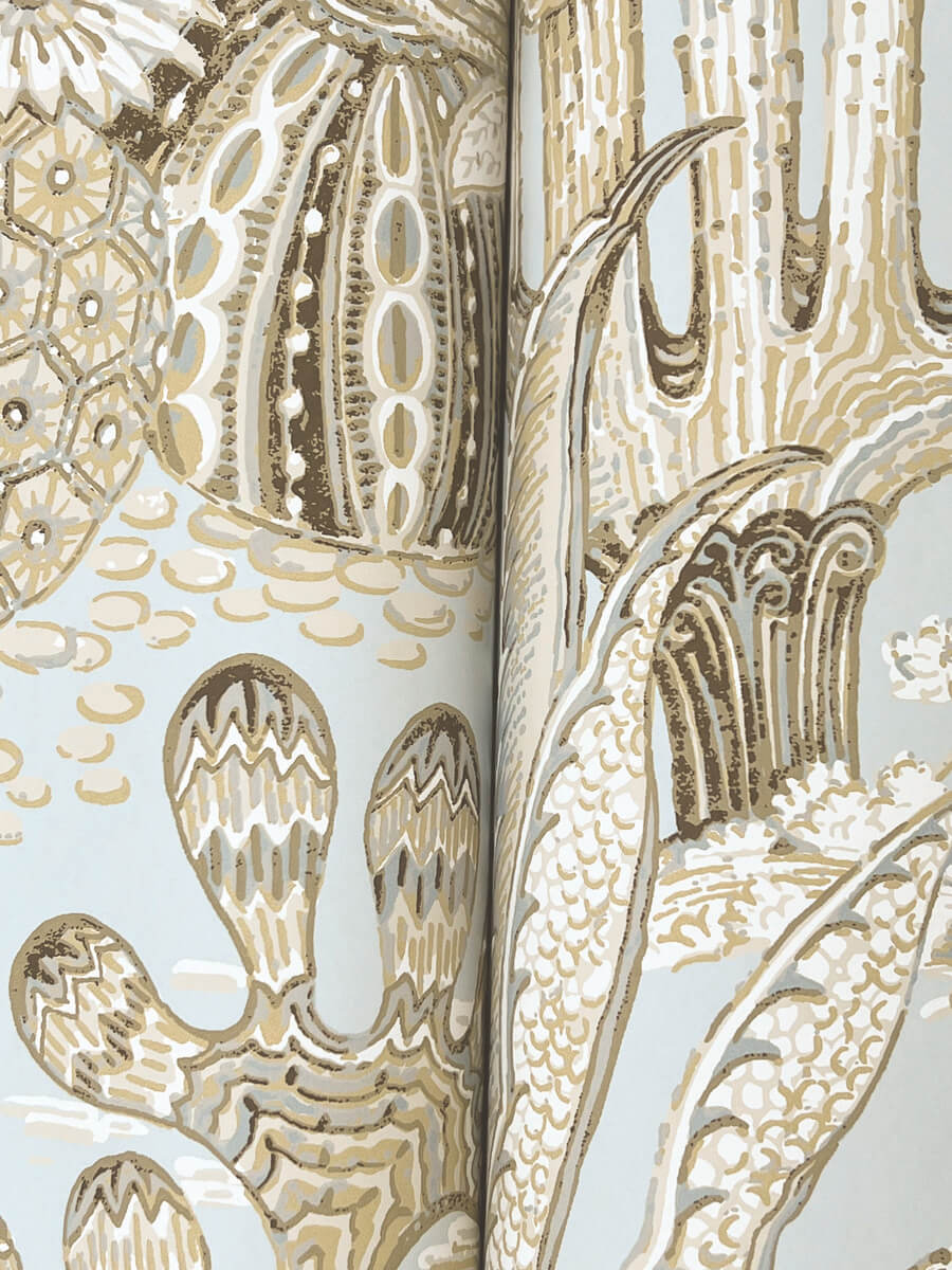 York Montecito Lotus Land Cacti Wallpaper Sample - Sky Blue