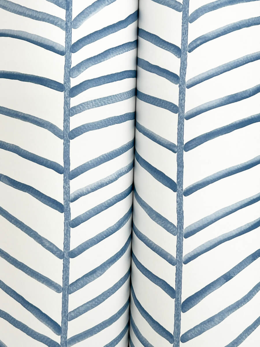 York Montecito Cascade Palm Chevron Wallpaper Sample - Sea