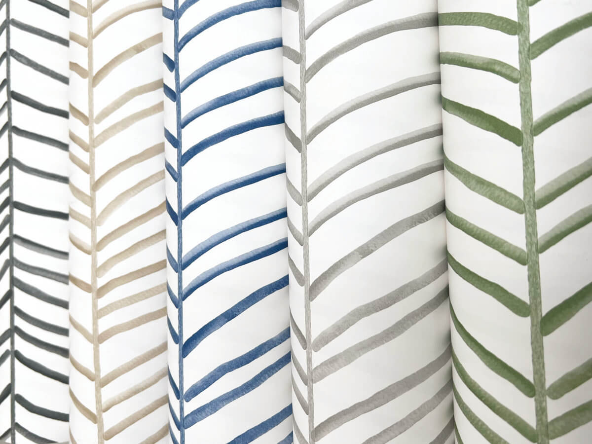 York Montecito Cascade Palm Chevron Wallpaper Sample - Sea