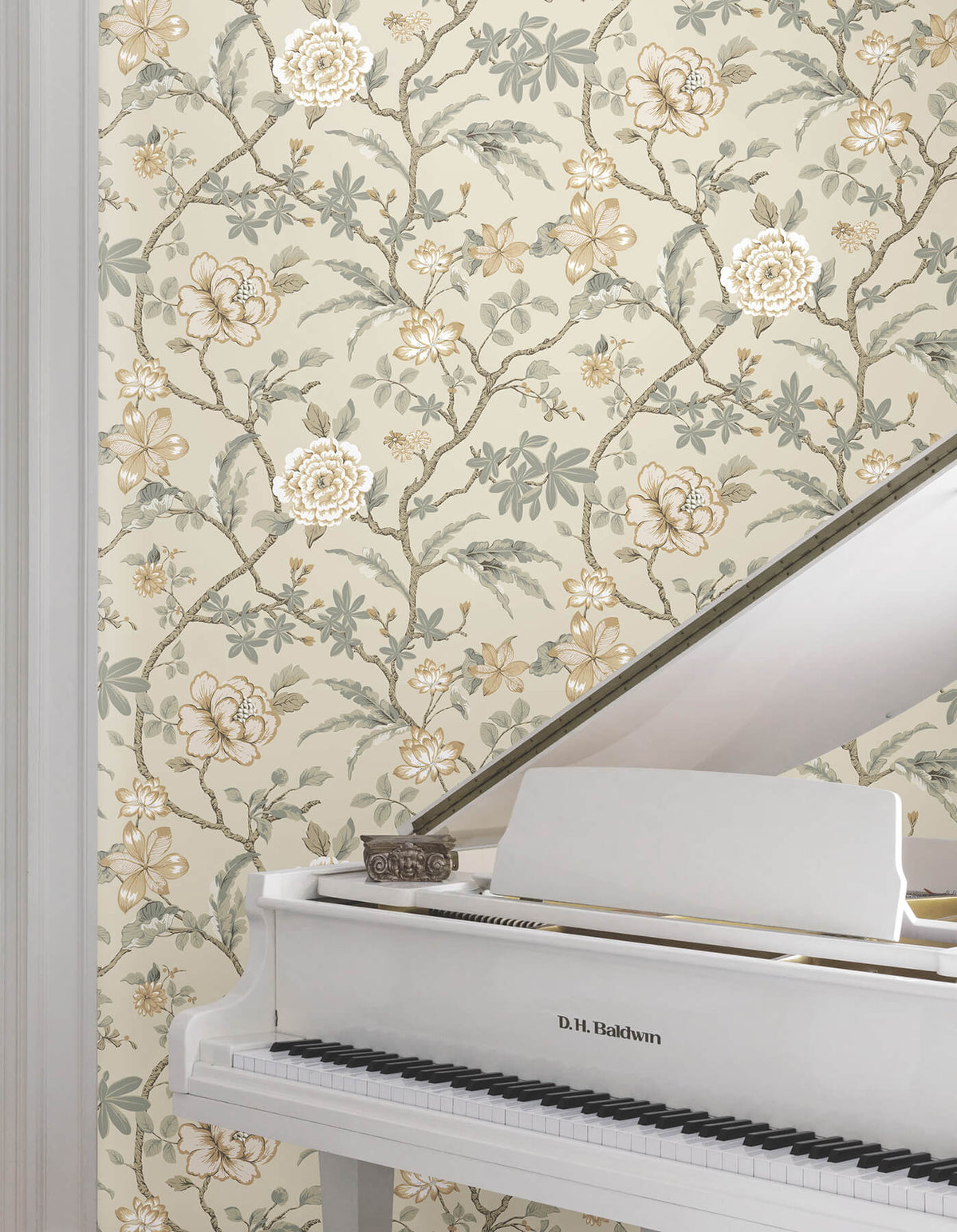 Ronald Redding Astoria Courtyard Botanical Wallpaper Sample - Neutral