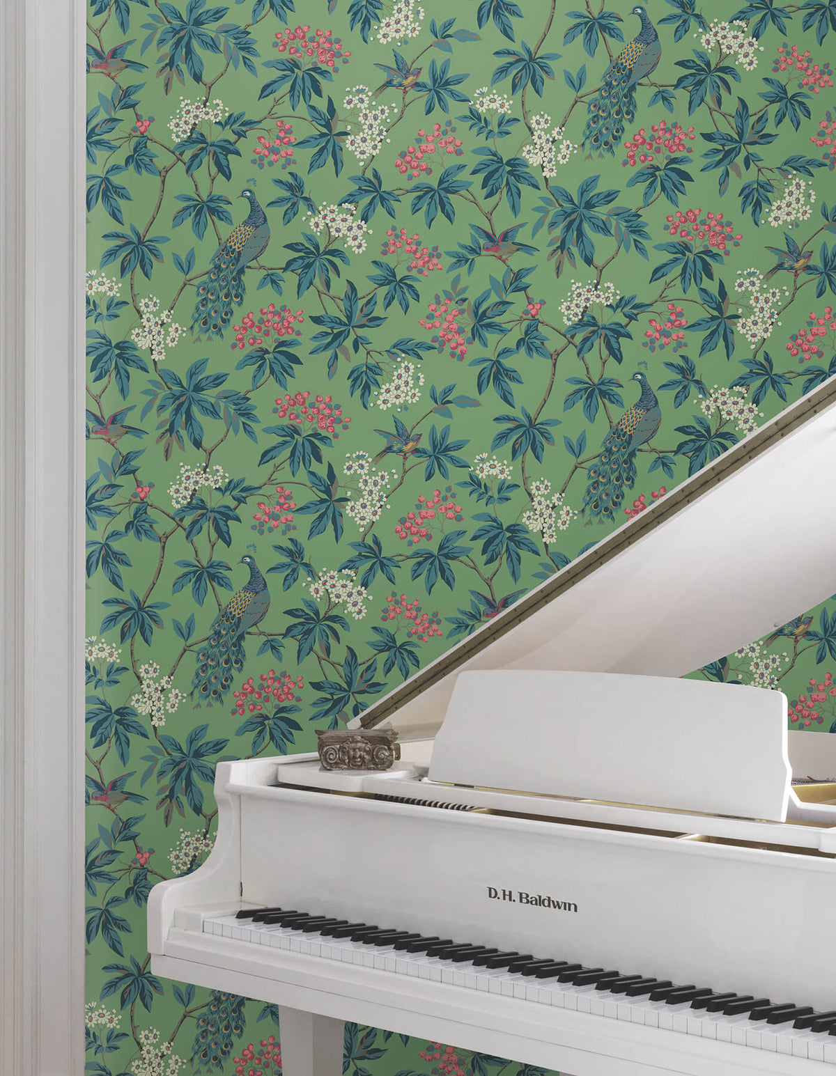 Ronald Redding Astoria Peacock Estate Wallpaper Sample - Green