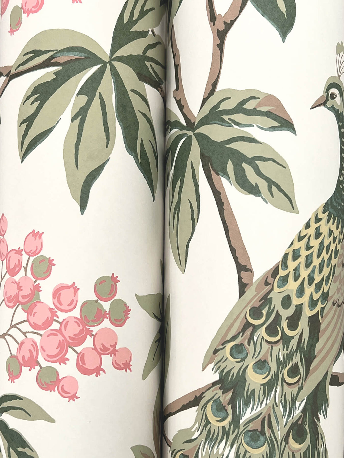 Ronald Redding Astoria Peacock Estate Wallpaper Sample - Cream