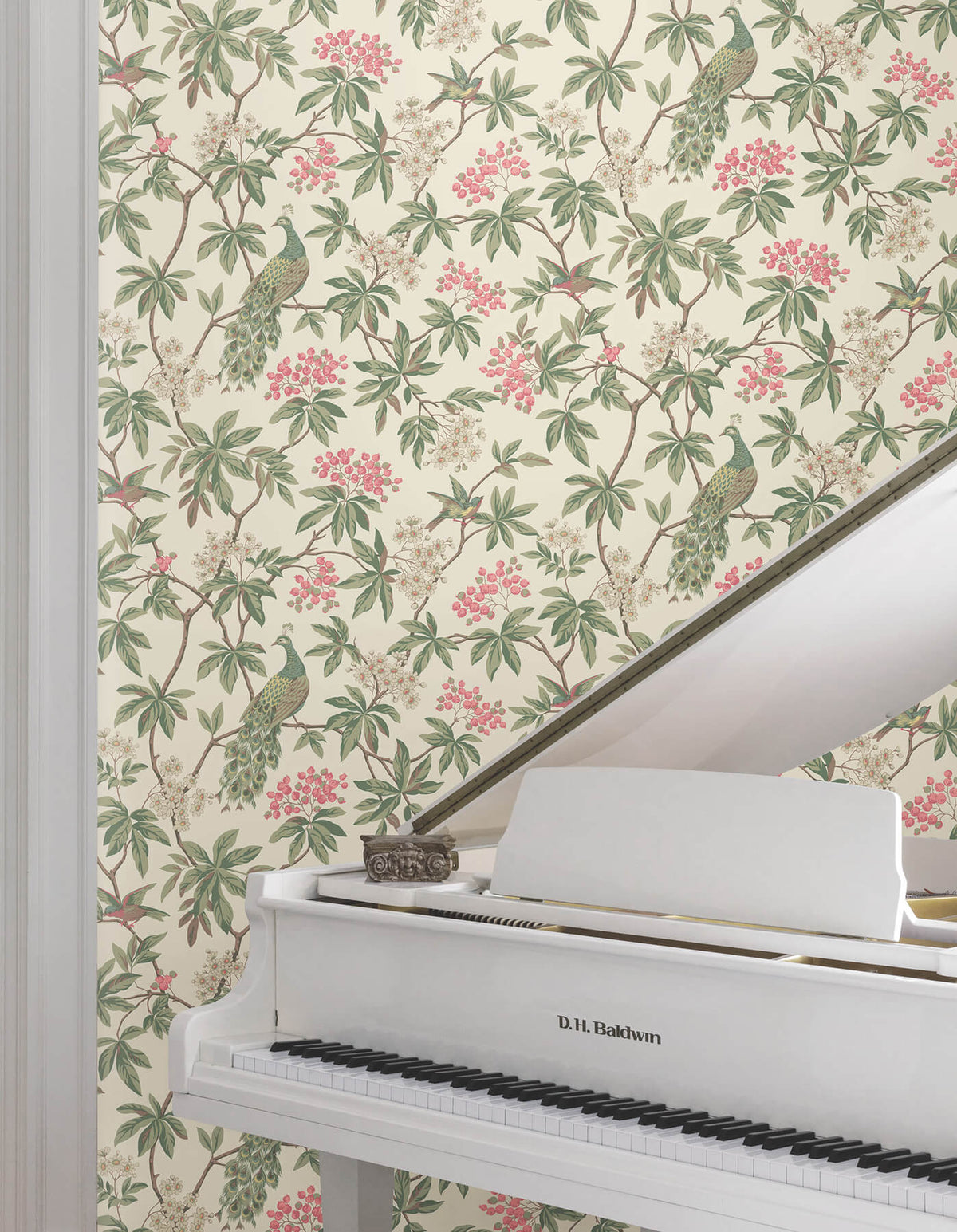 Ronald Redding Astoria Peacock Estate Wallpaper Sample - Cream