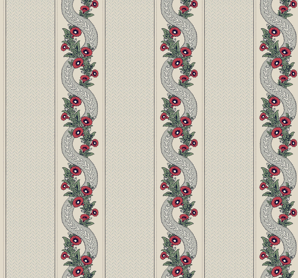 Ronald Redding Astoria Abbeys Garland Wallpaper - Ruby