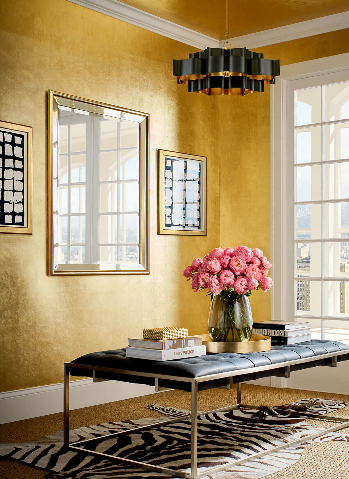 Thibaut Modern Resource Metal Leaf Wallpaper Sample - Metallic Gold