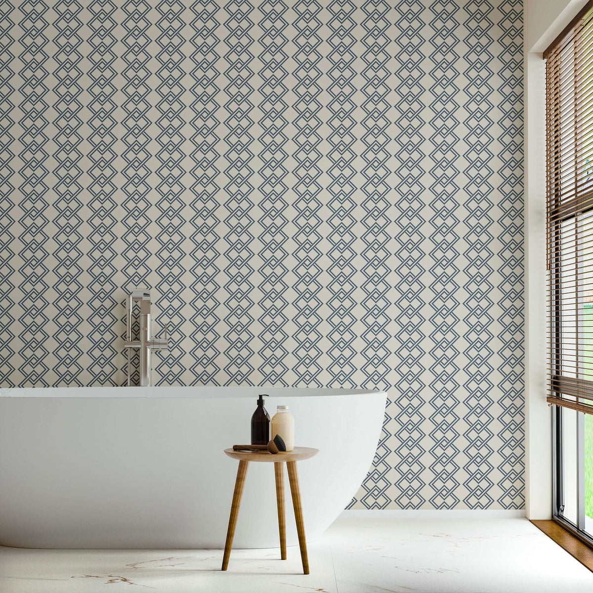 Mitchell Black Mod Block Wallpaper - Oxford Blue