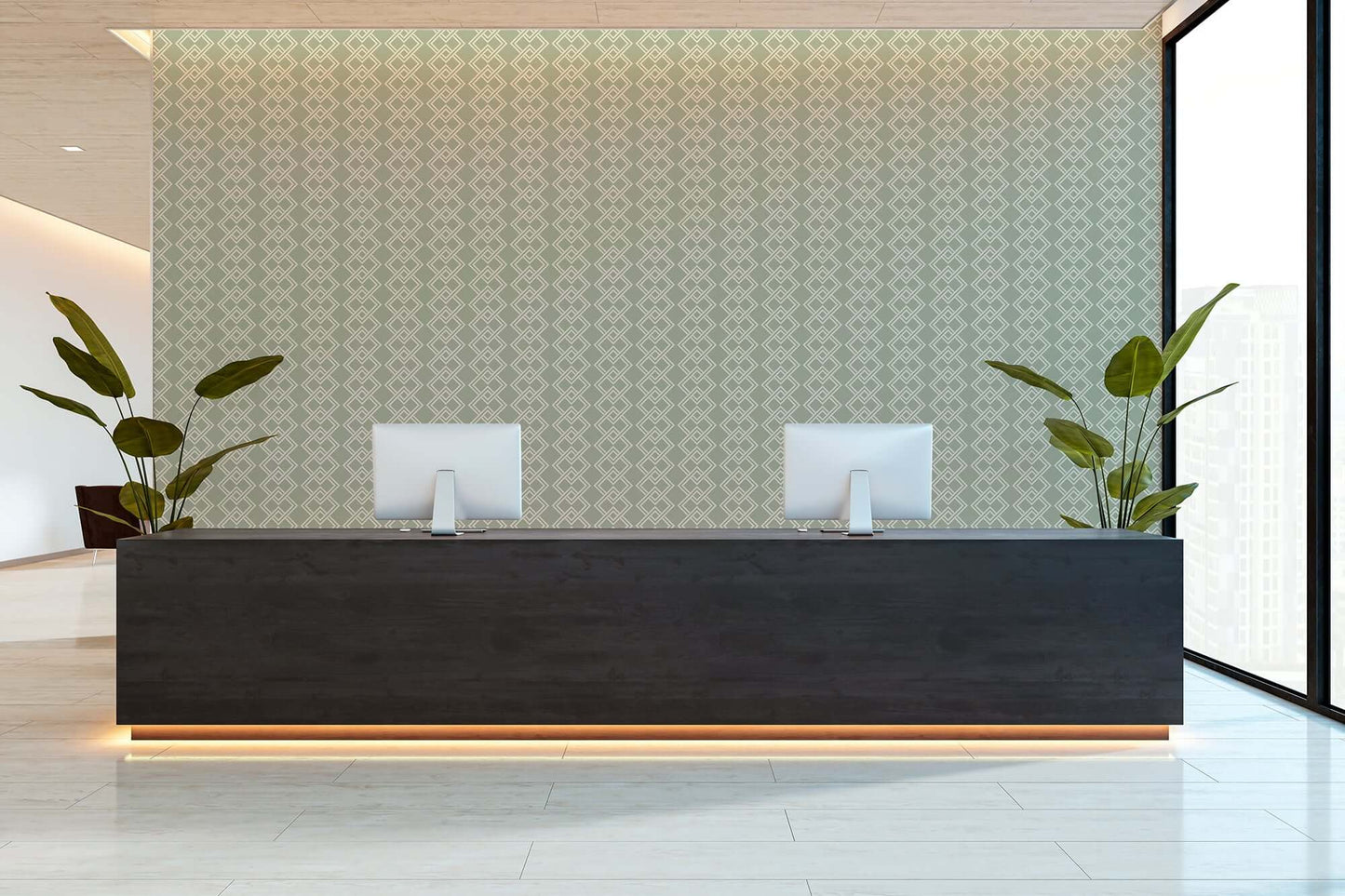 Mitchell Black Mod Block Wallpaper - Parchment Sage