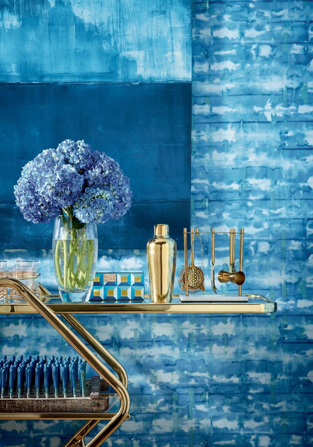 Thibaut Modern Resource Illusion Wallpaper Sample - Blue