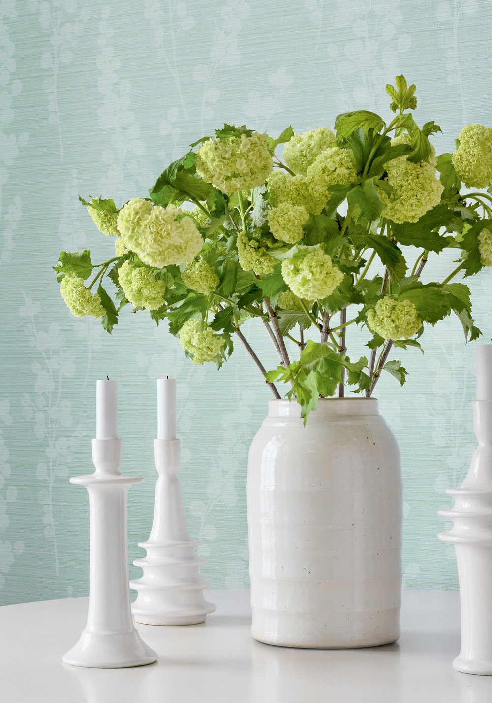 Thibaut Modern Resource Spring Blooms Wallpaper Sample - Soft Green & Blue