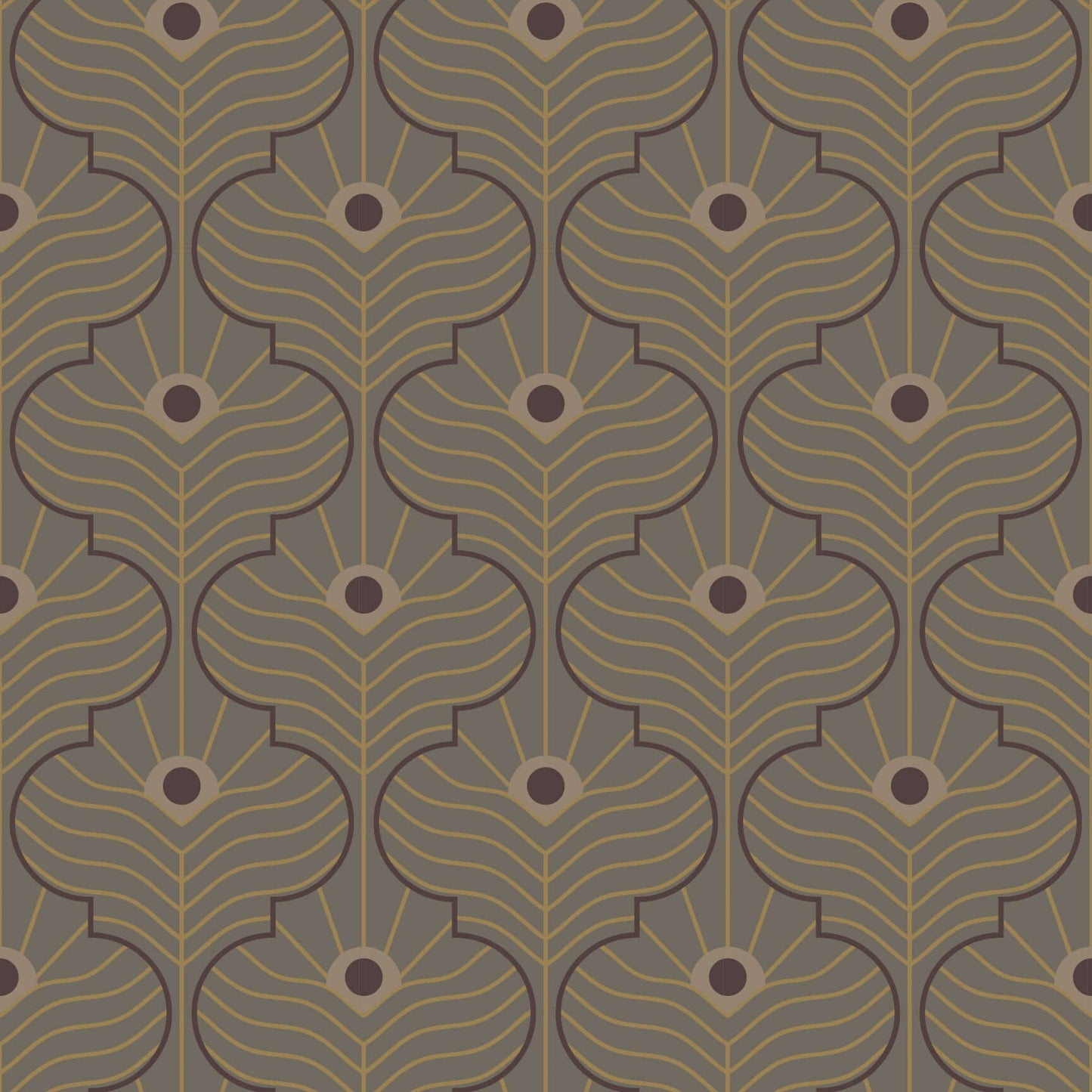 Mitchell Black Moroccan Peacock Wallpaper Sample - Brown Stone