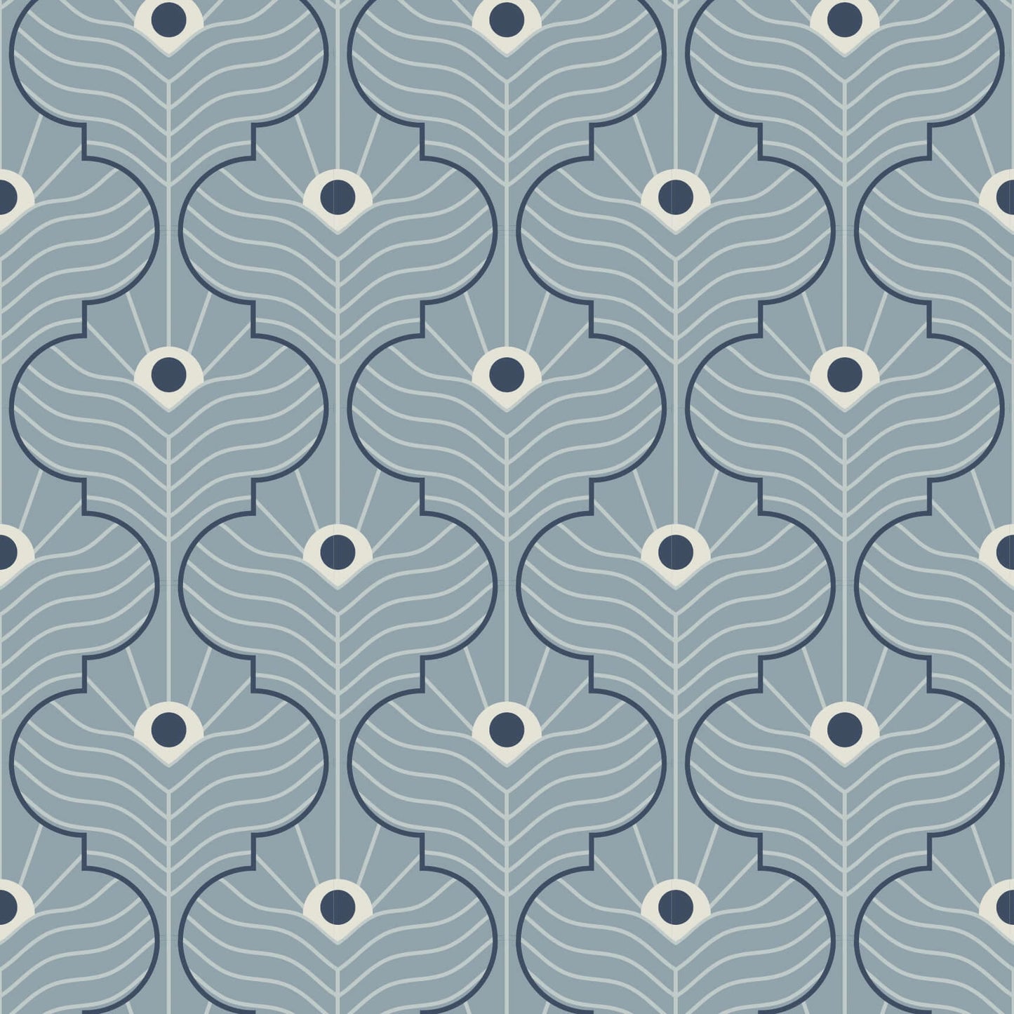 Mitchell Black Moroccan Peacock Wallpaper Sample - Lacquered Blues
