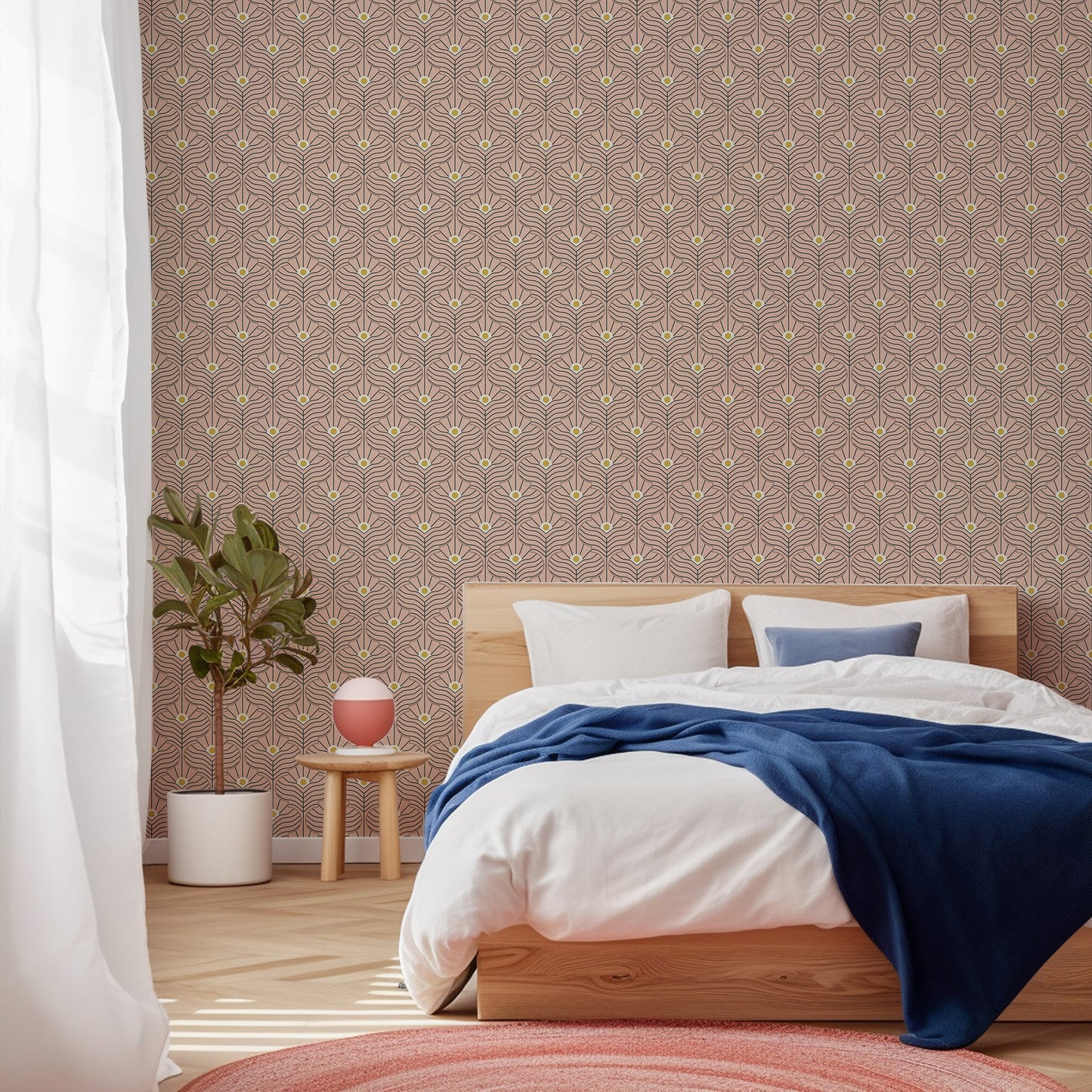 Mitchell Black Shape of Color Moroccan Peacock Wallpaper - Blush