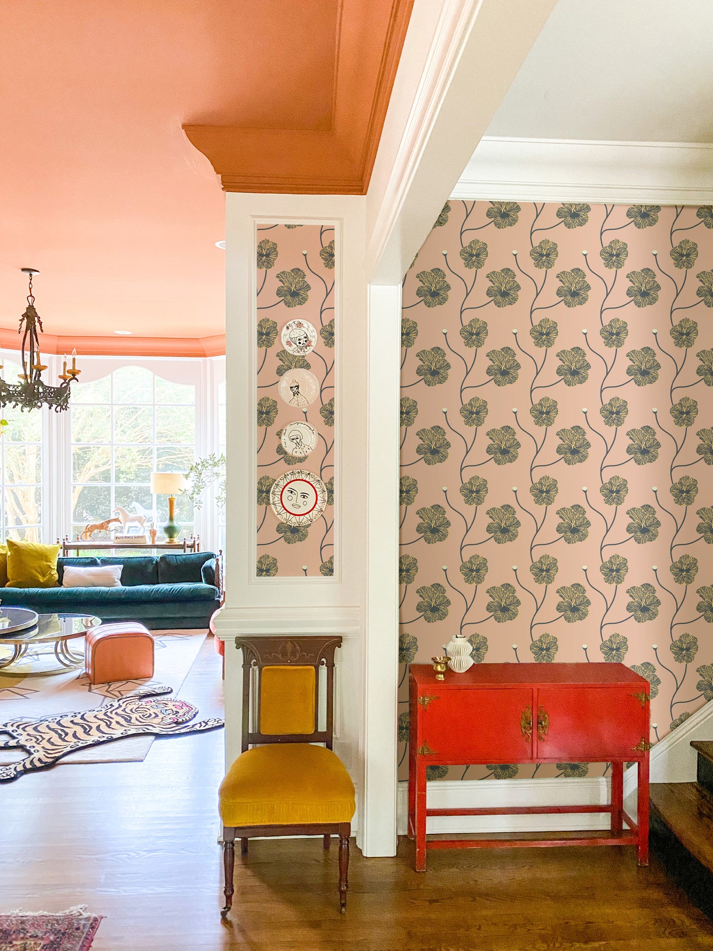 Mitchell Black Natalie Papier Flourish Floral Wallpaper - Sunset Blush