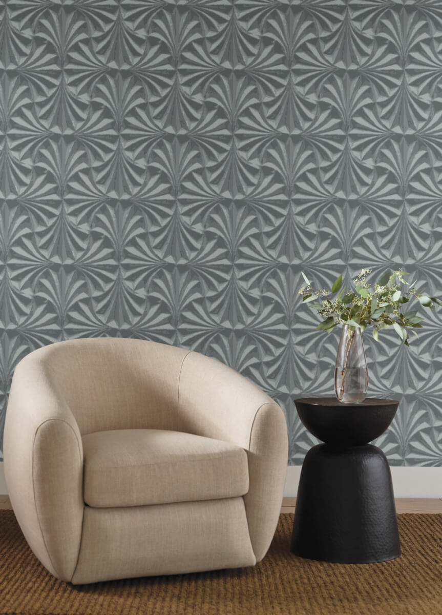 Candice Olson Natural Discovery Sculpted Fans Wallpaper - Charcoal