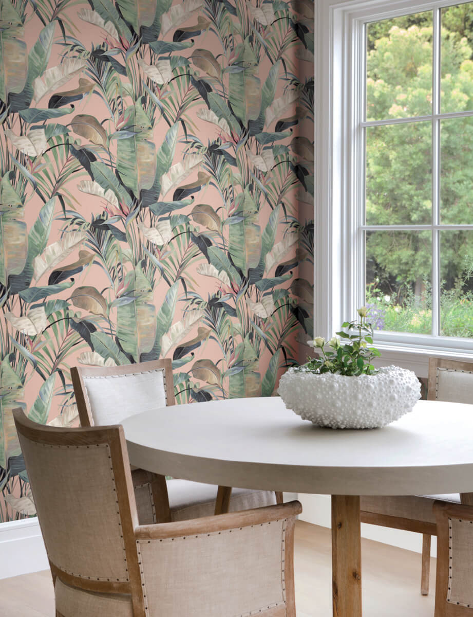Candice Olson Natural Discovery Tropical Cabana Wallpaper Sample - Coral