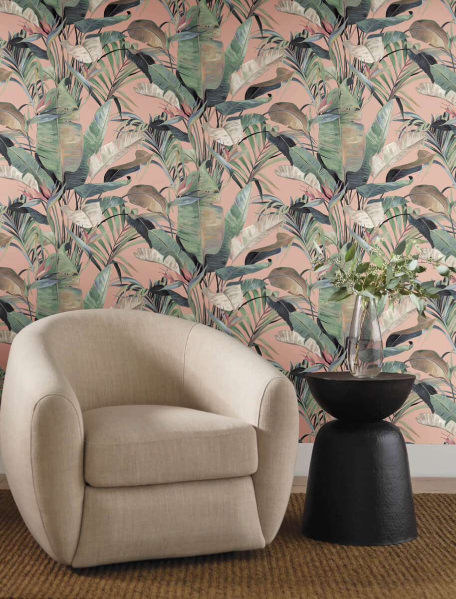 Candice Olson Natural Discovery Tropical Cabana Wallpaper Sample - Coral