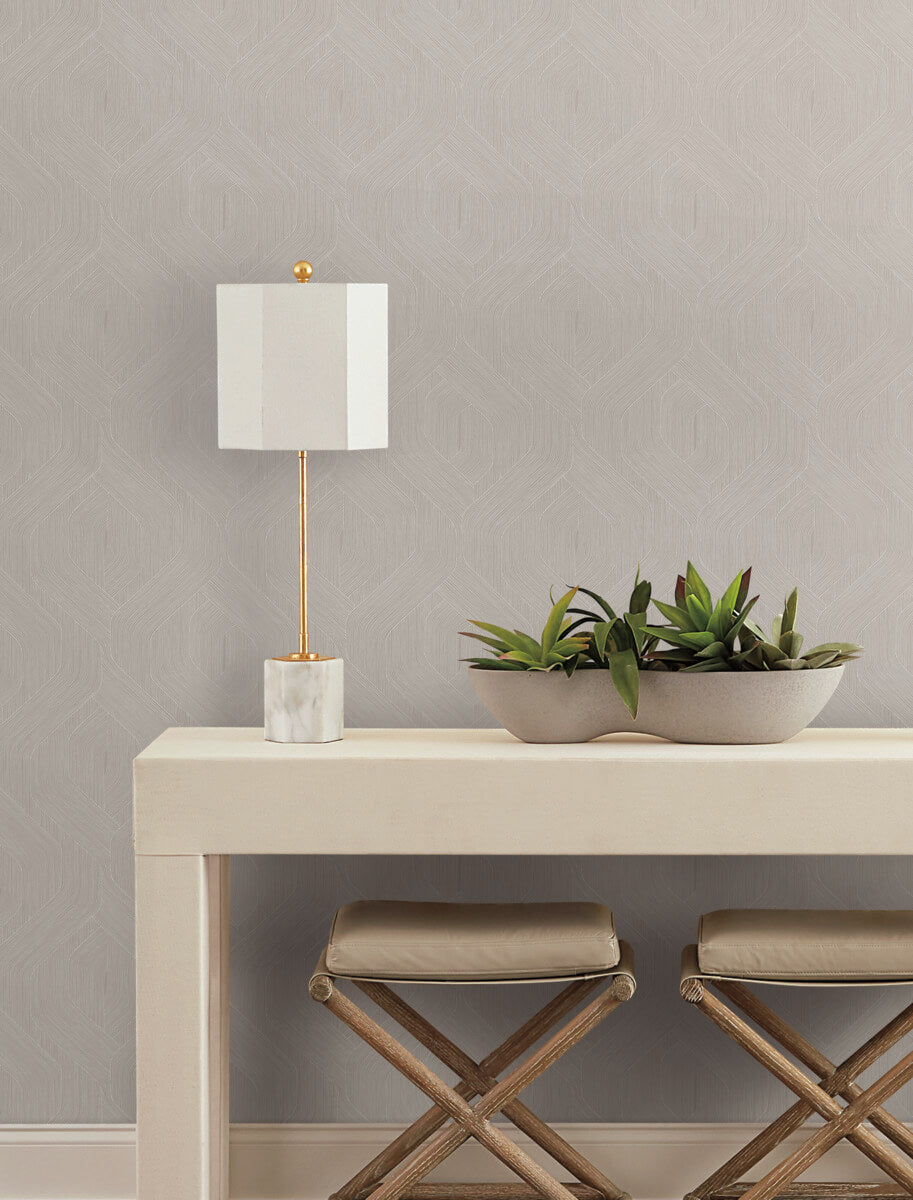 Candice Olson Natural Discovery Fine Line Geometric Wallpaper Sample - Taupe