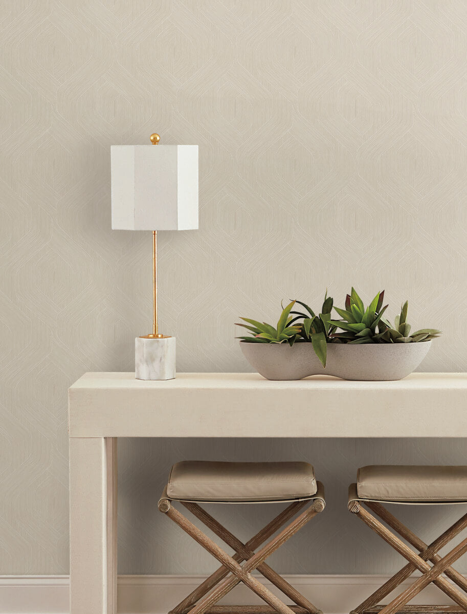 Candice Olson Natural Discovery Fine Line Geometric Wallpaper - Beige