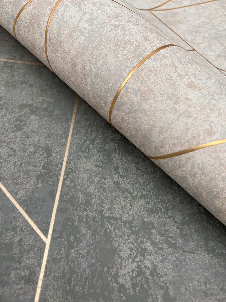 Antonina Vella Modern Metals Nazca Wallpaper Sample - Dark Grey & Gold