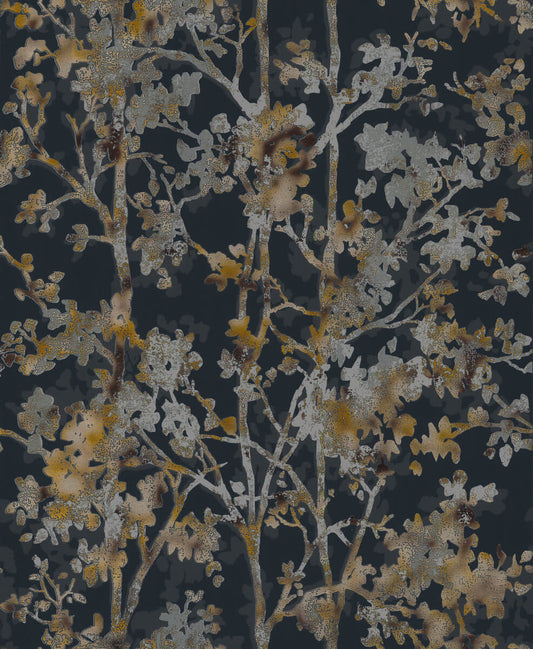 Antonina Vella Modern Metals Second Edition Shimmering Foliage Wallpaper - Black & Multi