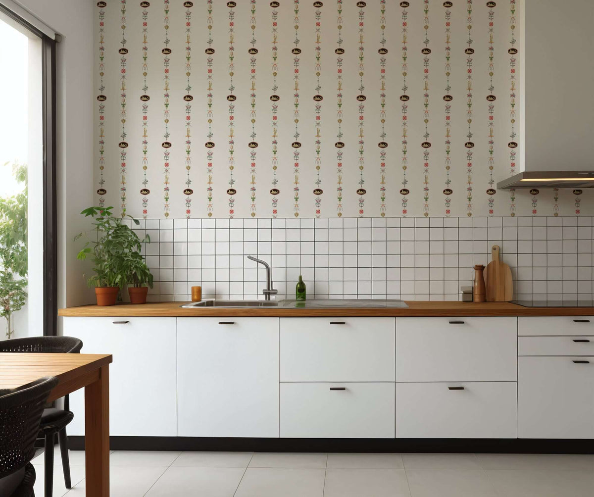 Mitchell Black NeoClassical Stripe Wallpaper - Ivory