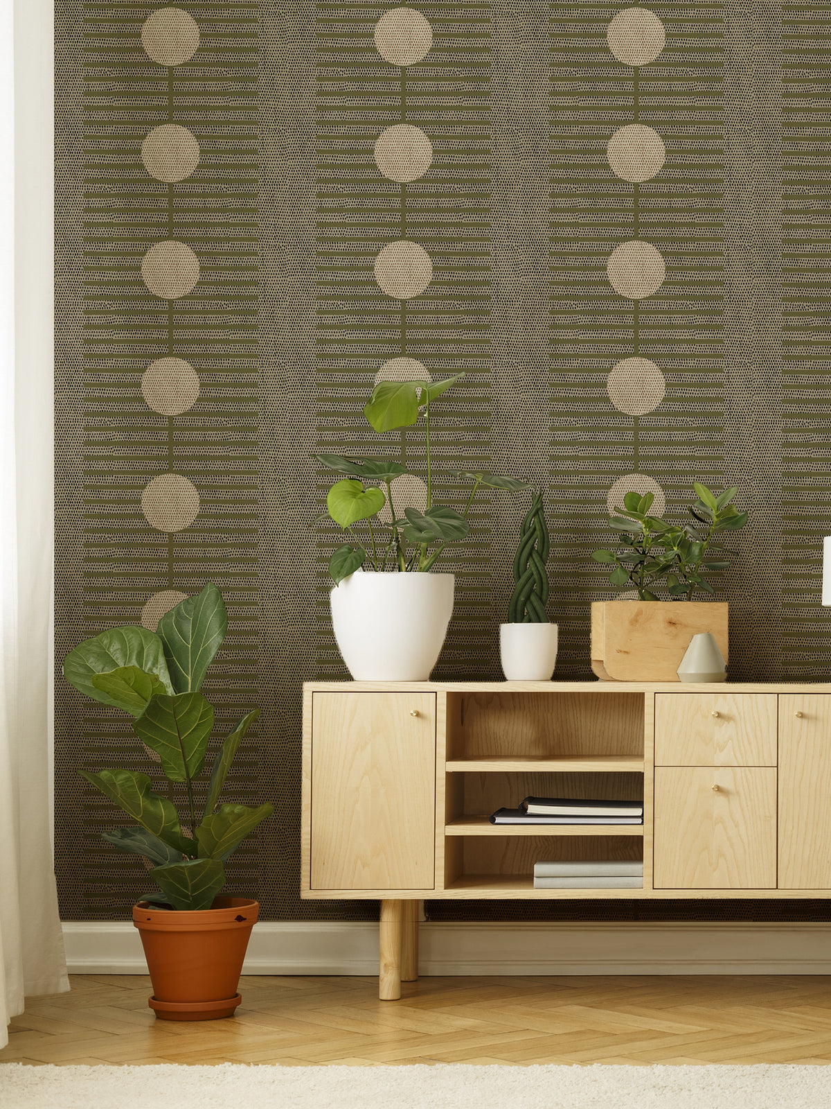 Mitchell Black Forbes Masters Nomalanga Wallpaper Sample - Olive Linen