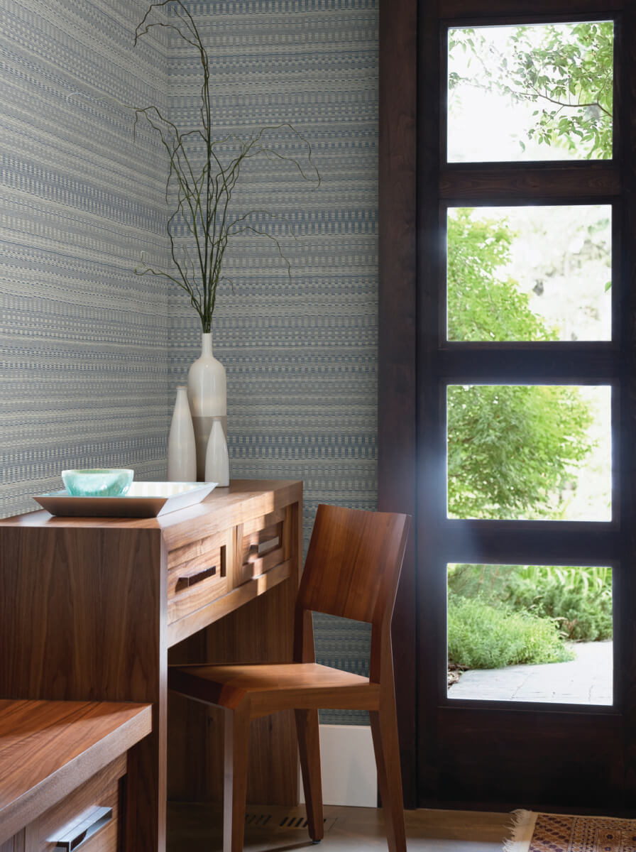 York New Origins Tapestry Stitch Wallpaper - Navy