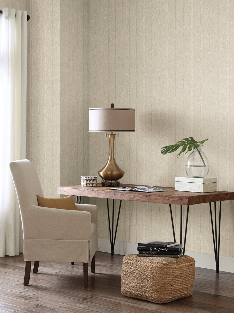 York New Origins Flatiron Geometric Wallpaper Sample - Taupe