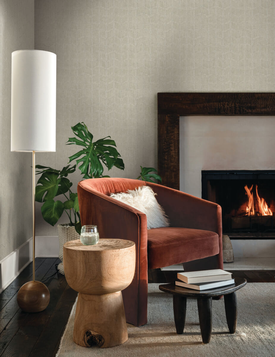 York New Origins Flatiron Geometric Wallpaper Sample - Taupe