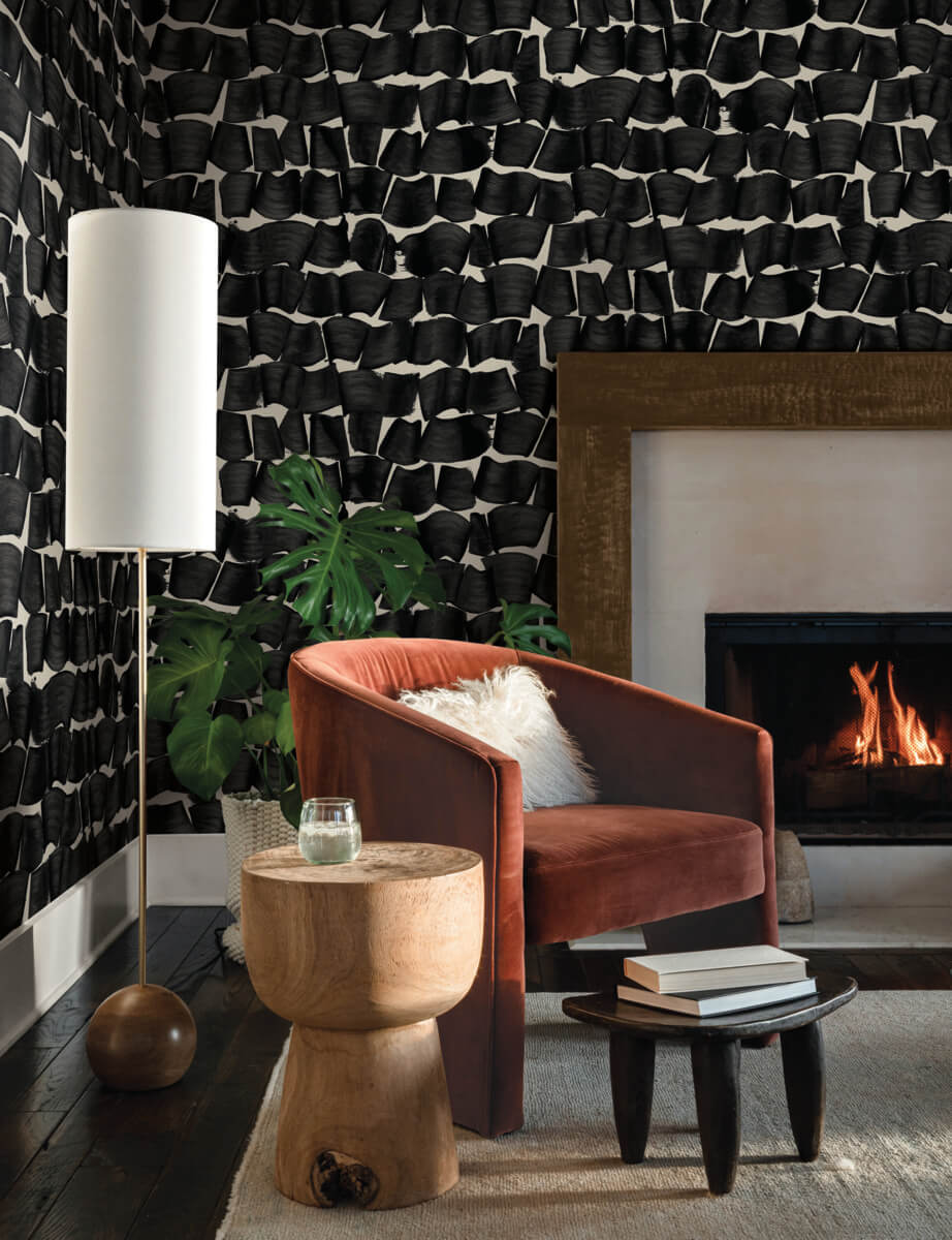 York New Origins Brushed Ink Wallpaper - Black