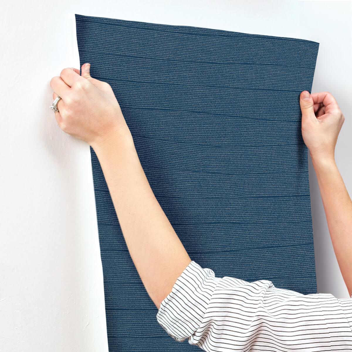 York New Origins Natural Grid Wallpaper - Navy