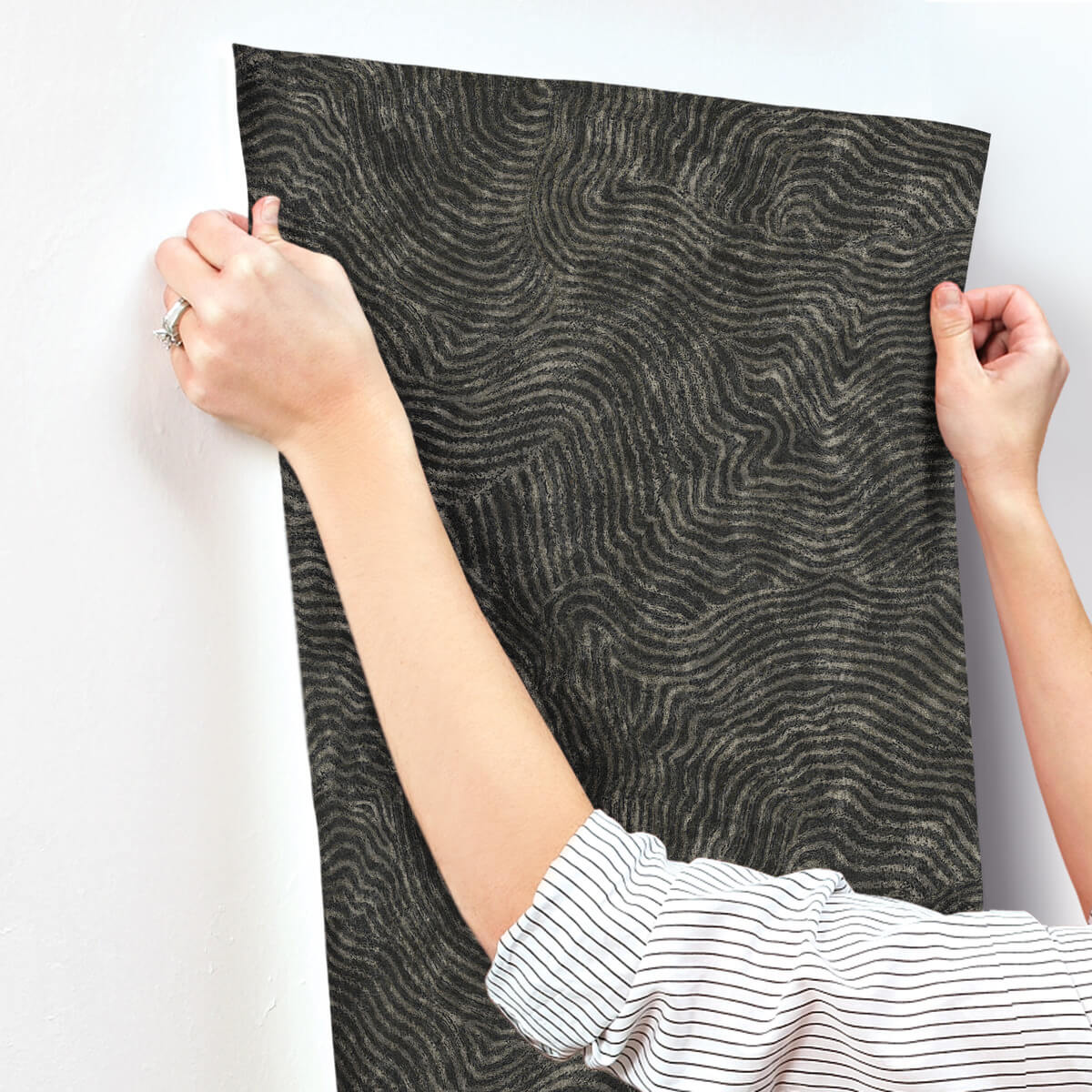 York New Origins Modern Wood Wallpaper - Black