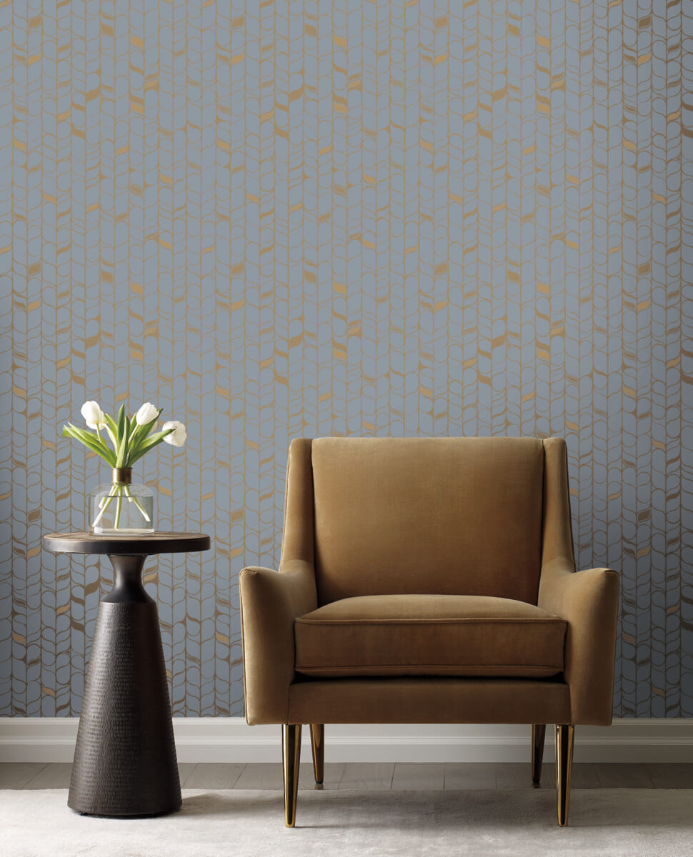 Candice Olson Modern Nature Perfect Petals Wallpaper - Blue & Gold