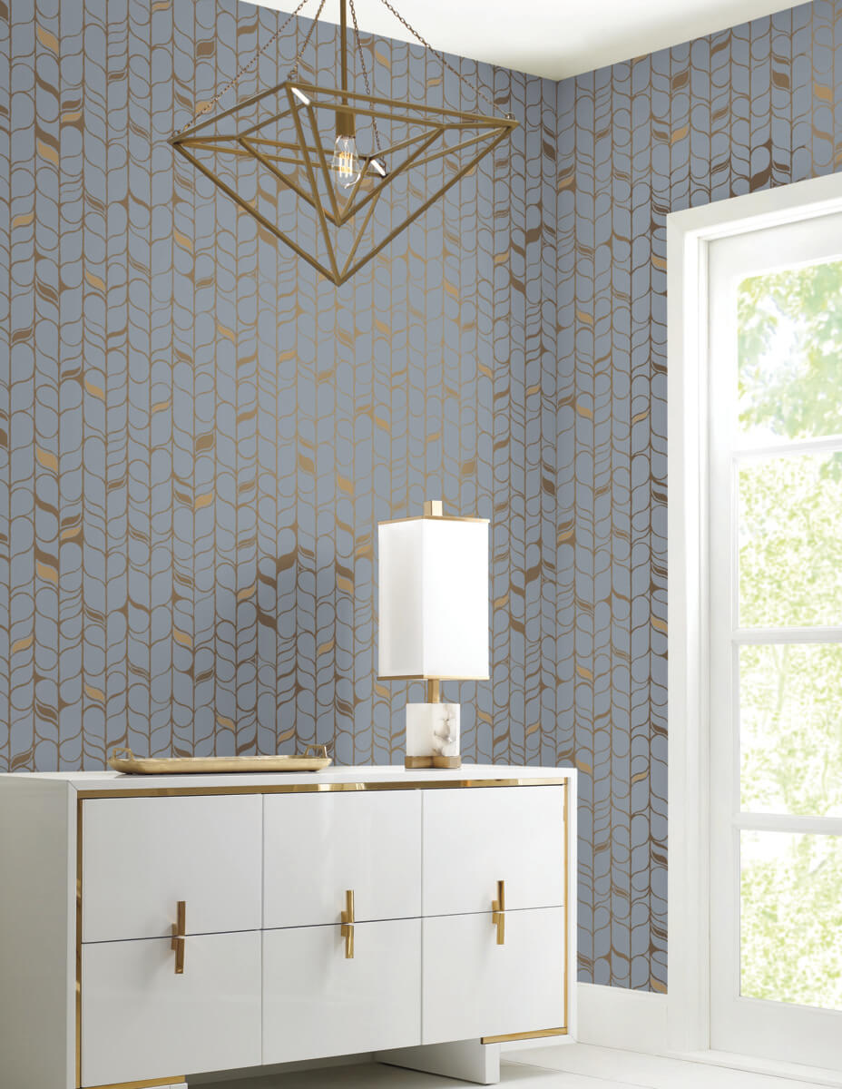 Candice Olson Modern Nature Perfect Petals Wallpaper - Blue & Gold