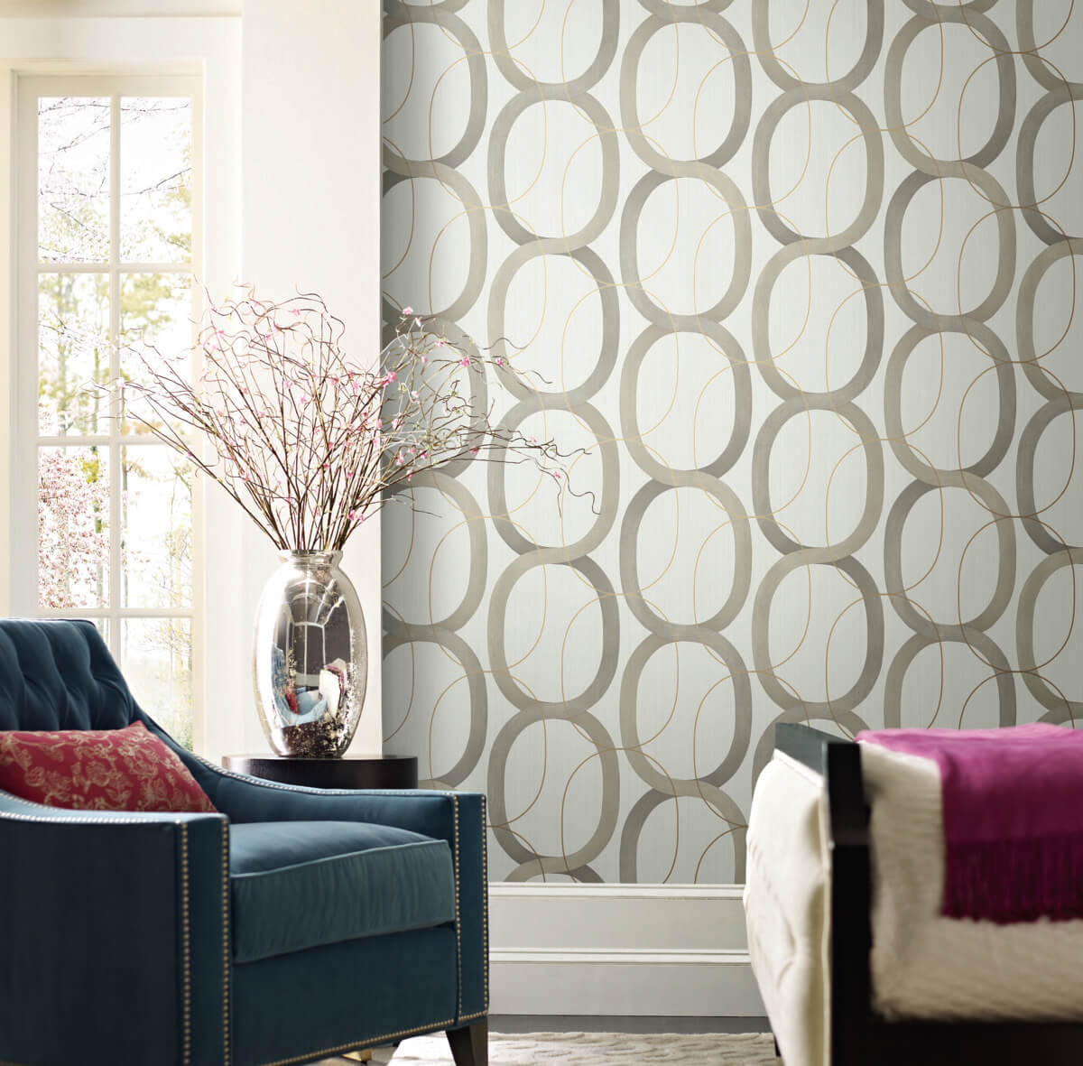 Candice Olson Modern Nature Interlock Wallpaper - Taupe